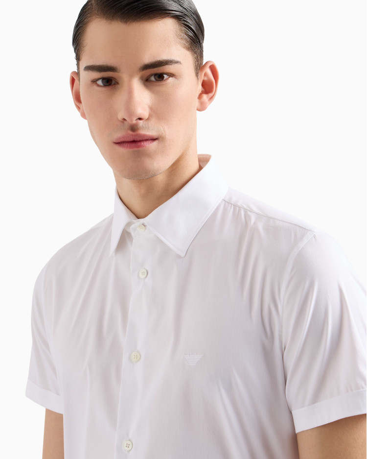 сорочка ділова з коротким рукавом Slim fit для чоловіків (478928), колір Білий - №5
