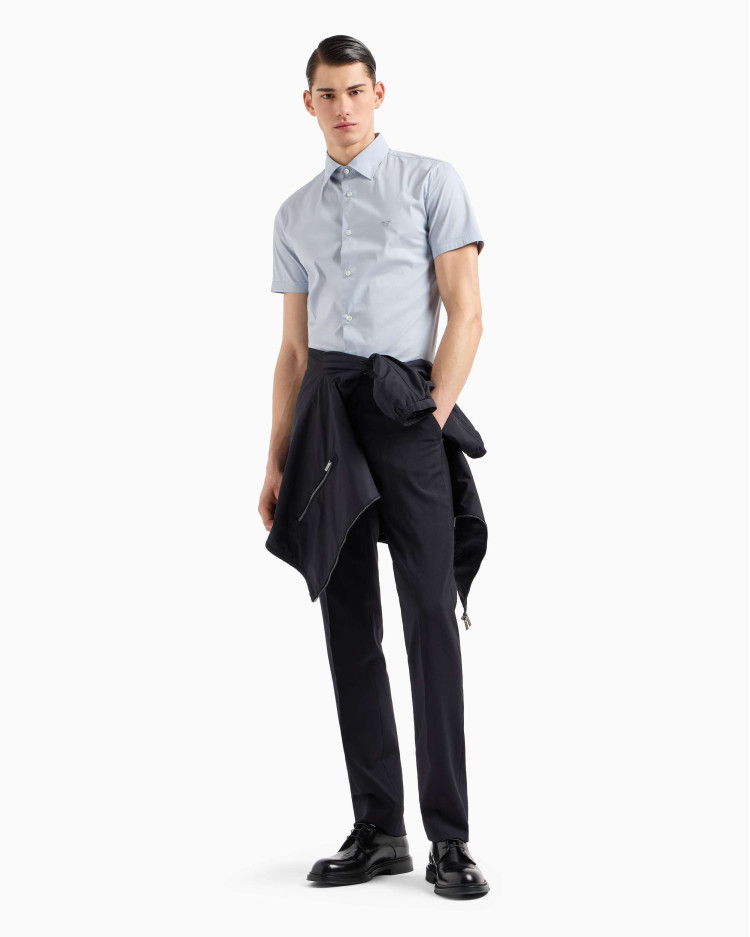 Сорочка деловая с коротким рукавом Slim Fit — фото 3