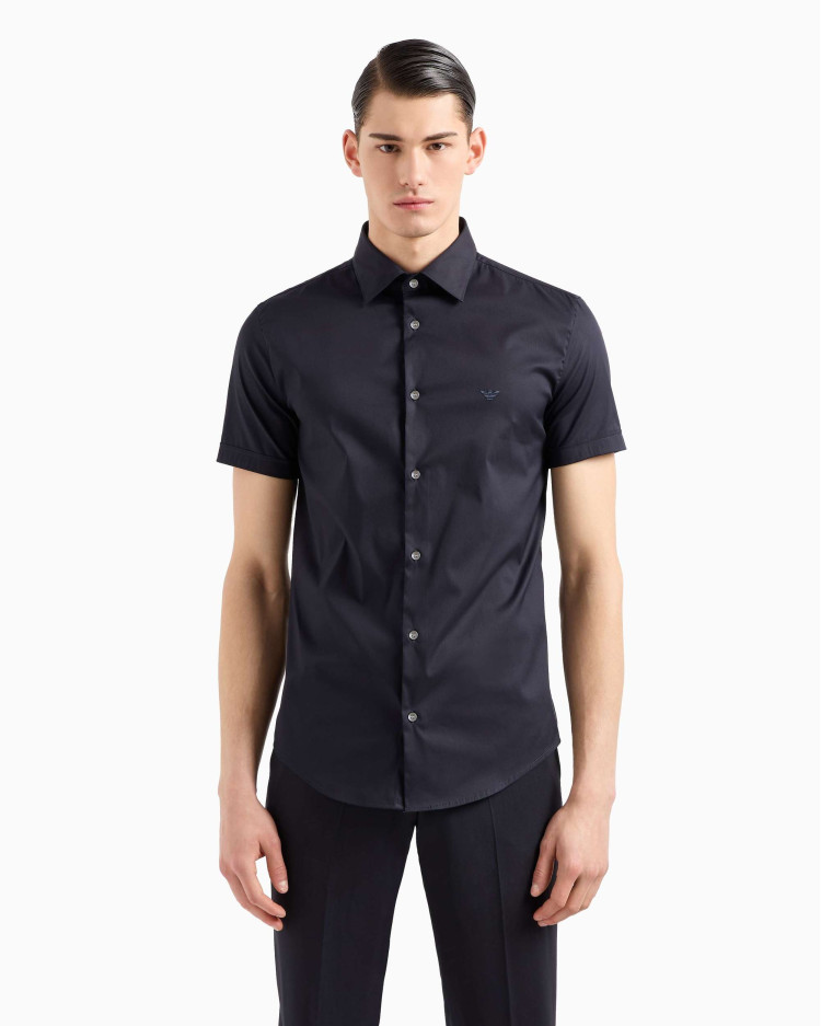 сорочка ділова з коротким рукавом Slim Fit для чоловіків (478930), колір Синій - №2