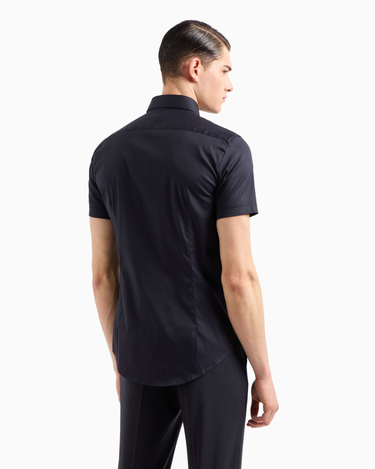сорочка ділова з коротким рукавом Slim Fit для чоловіків (478930), колір Синій - №4