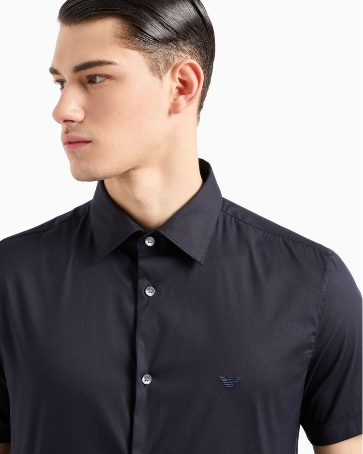 сорочка ділова з коротким рукавом Slim Fit для чоловіків (478930), колір Синій - №5