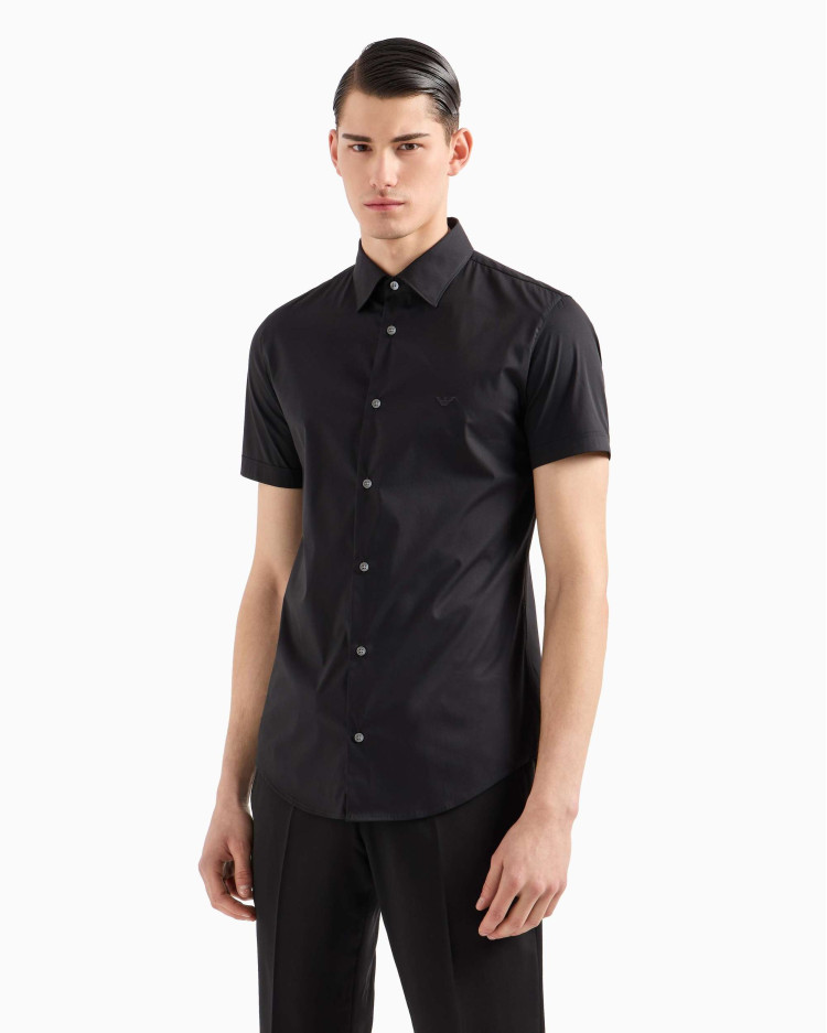 сорочка ділова з коротким рукавом Slim Fit для чоловіків (478931), колір Чорний - №2