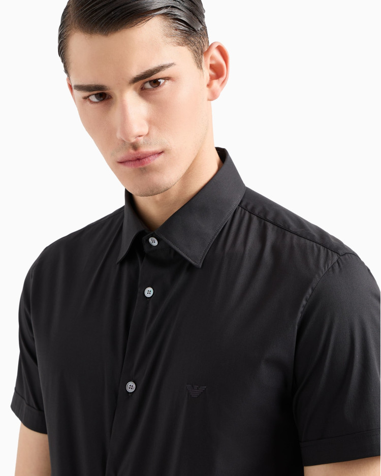 сорочка ділова з коротким рукавом Slim Fit для чоловіків (478931), колір Чорний - №5