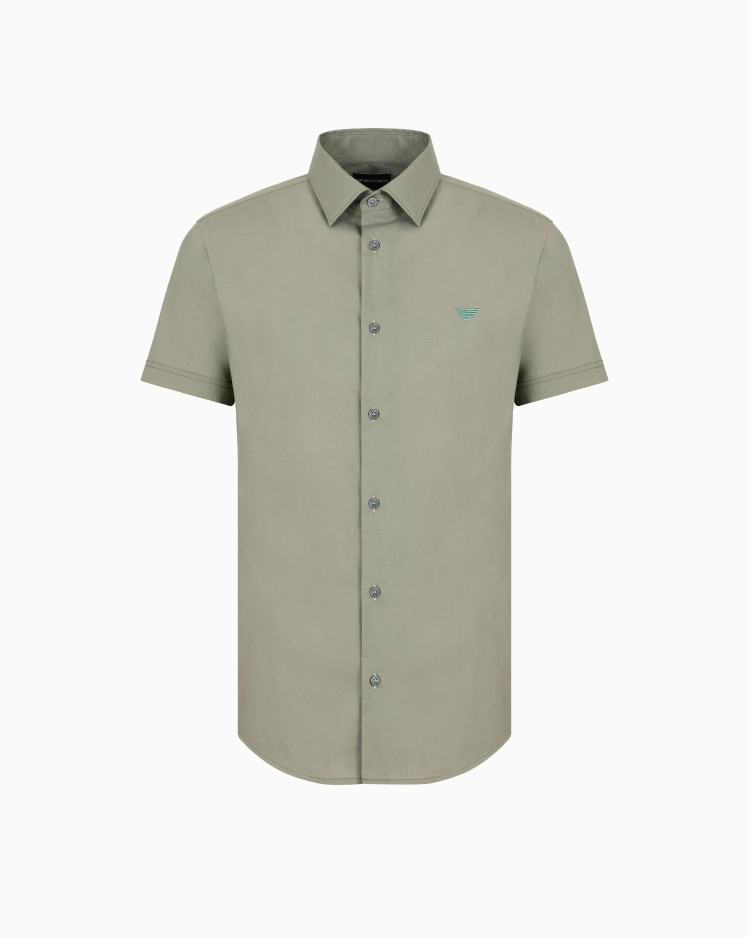 Сорочка повсякденна з коротким рукавом Slim fit для чоловіків (478932), колір Зелений - №1
