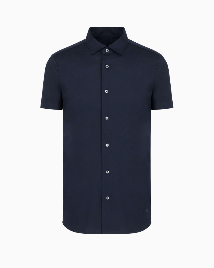 Сорочка повсякденна з коротким рукавом Slim fit для чоловіків (478934), колір Синій - №1