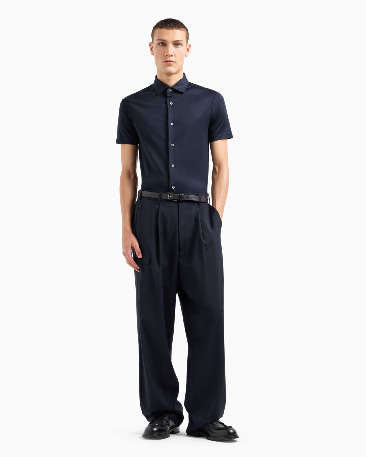 Сорочка повсякденна з коротким рукавом Slim fit для чоловіків (478934), колір Синій - №3