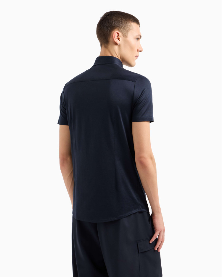 Сорочка повсякденна з коротким рукавом Slim fit для чоловіків (478934), колір Синій - №4