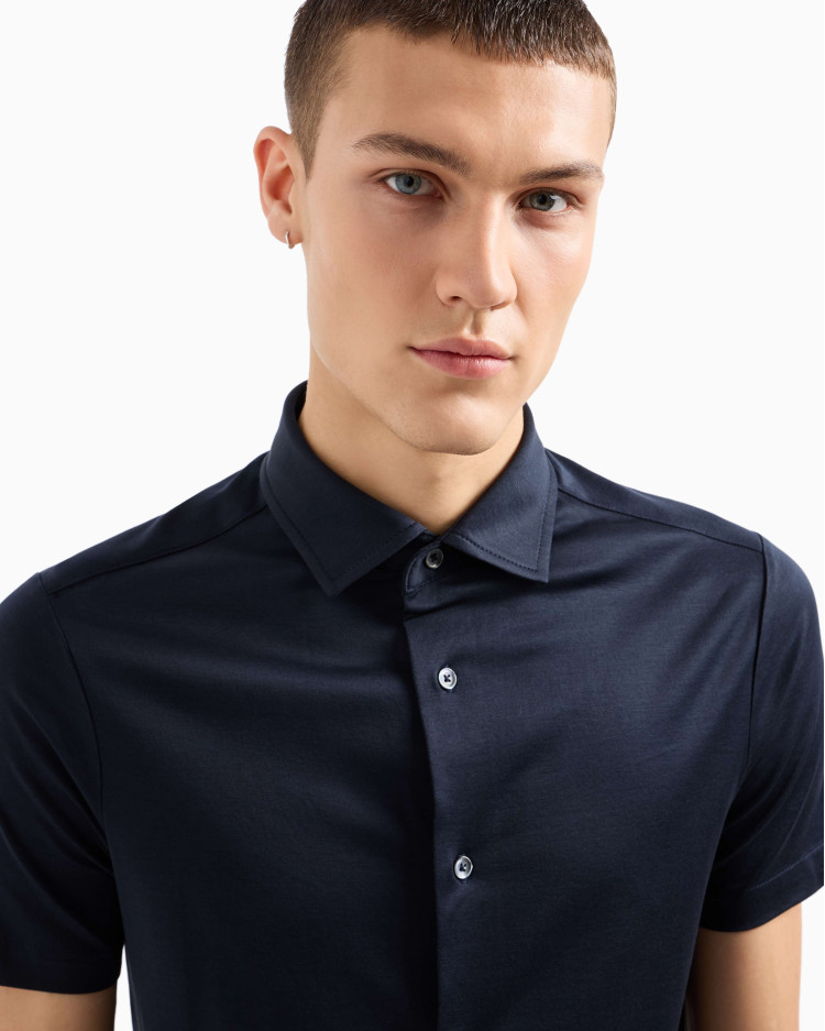 Сорочка повсякденна з коротким рукавом Slim fit для чоловіків (478934), колір Синій - №5