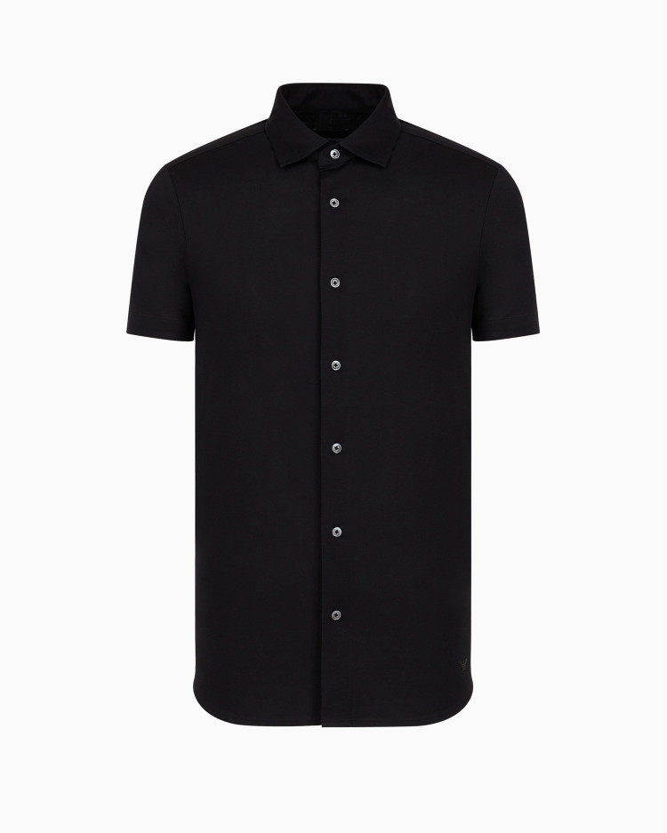 Сорочка повсякденна з коротким рукавом Slim fit для чоловіків (478935), колір Чорний - №1