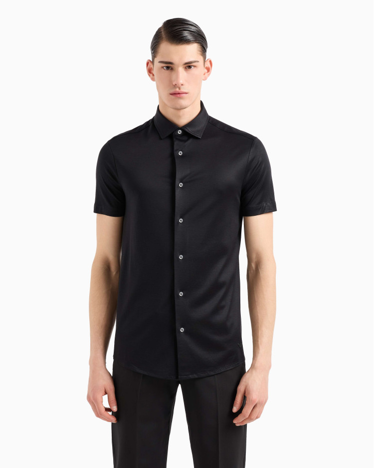 Сорочка повсякденна з коротким рукавом Slim fit для чоловіків (478935), колір Чорний - №2