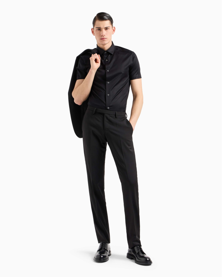 Сорочка повсякденна з коротким рукавом Slim fit для чоловіків (478935), колір Чорний - №3