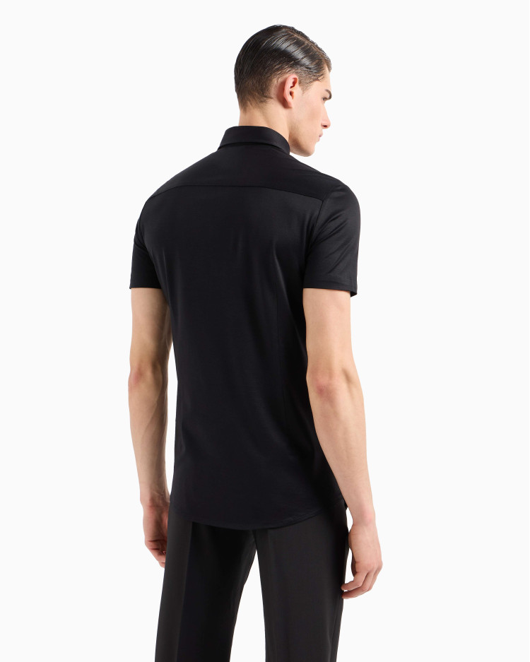 Сорочка повсякденна з коротким рукавом Slim fit для чоловіків (478935), колір Чорний - №4