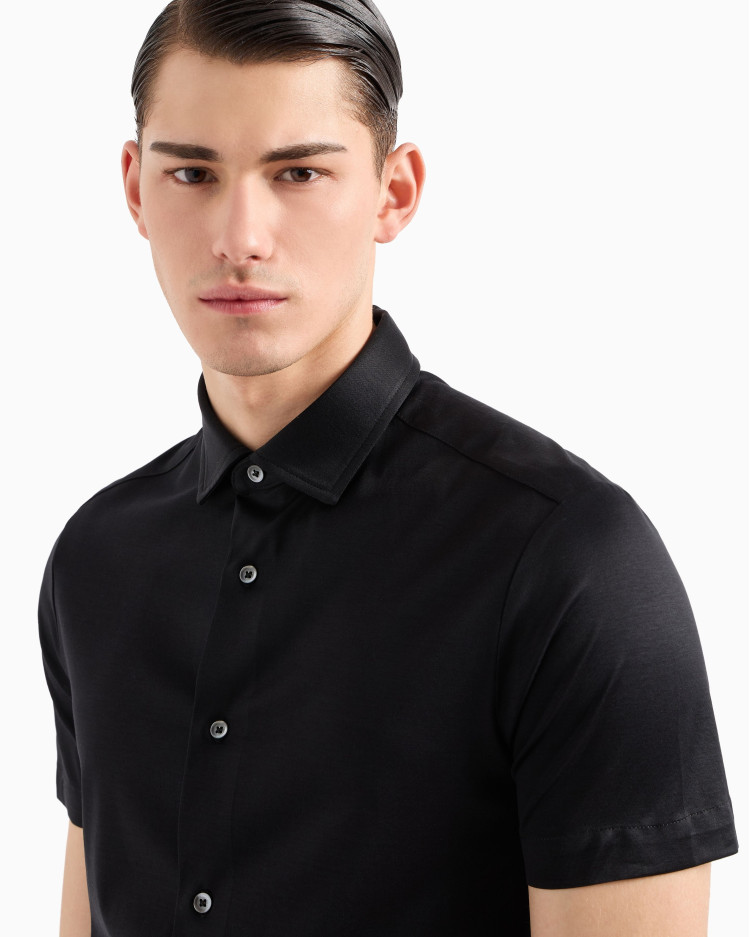 Сорочка повсякденна з коротким рукавом Slim fit для чоловіків (478935), колір Чорний - №5