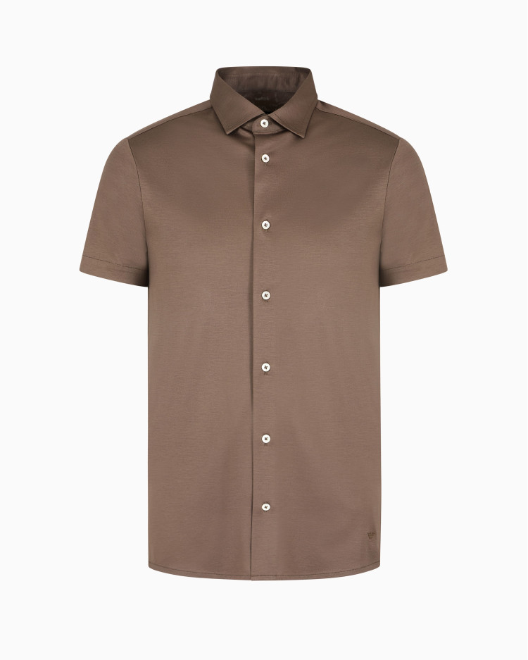 Сорочка повсякденна з коротким рукавом Slim fit для чоловіків (478936), колір Коричневий - №1