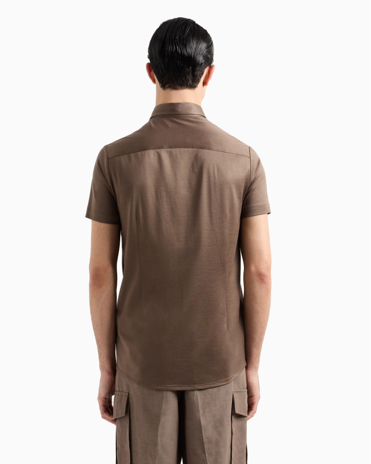 Сорочка повсякденна з коротким рукавом Slim fit для чоловіків (478936), колір Коричневий - №4
