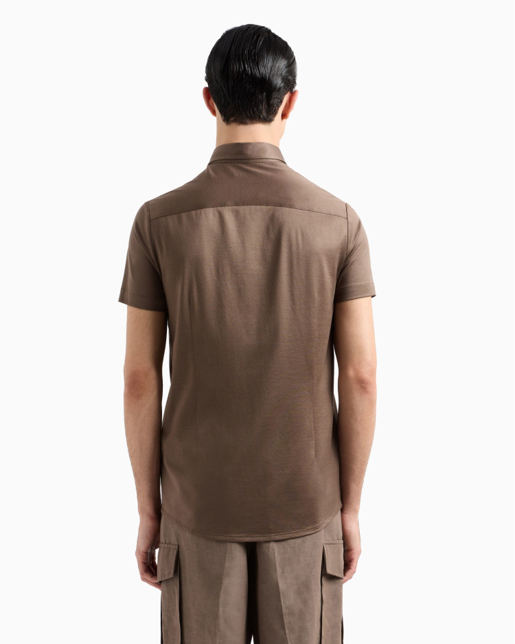 Сорочка повсякденна з коротким рукавом Slim Fit для чоловіків (478936), колір Коричневий - №4