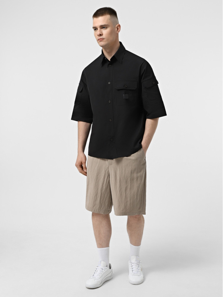 Сорочка повседневная с коротким рукавом Relaxed Fit для мужчин (479056), цвет Черный - №2