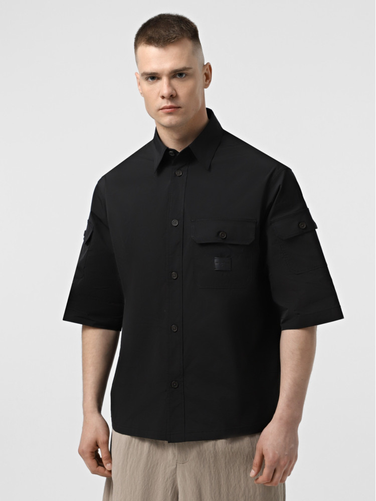 Сорочка повседневная с коротким рукавом Relaxed Fit для мужчин (479056), цвет Черный - №3
