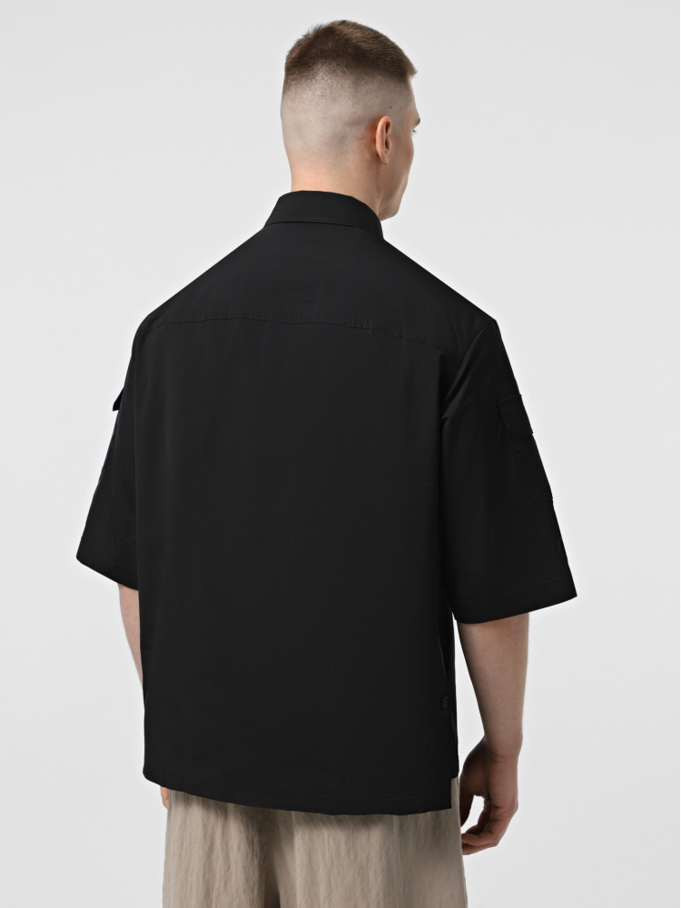 Сорочка повседневная с коротким рукавом Relaxed Fit для мужчин (479056), цвет Черный - №4