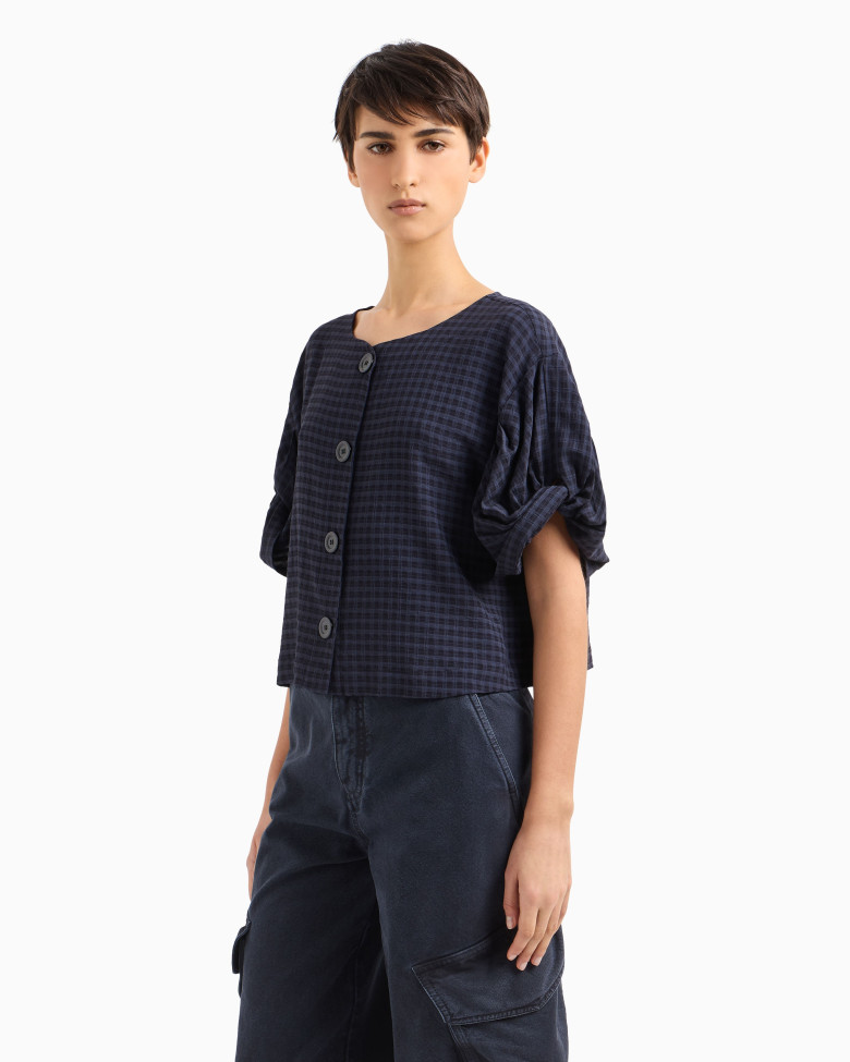 Блуза с коротким рукавом Regular Fit: классический крой, средняя свобода движений.