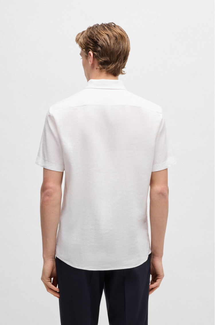 Сорочка повсякденна з коротким рукавом Slim fit для чоловіків (479364), колір Білий - №4