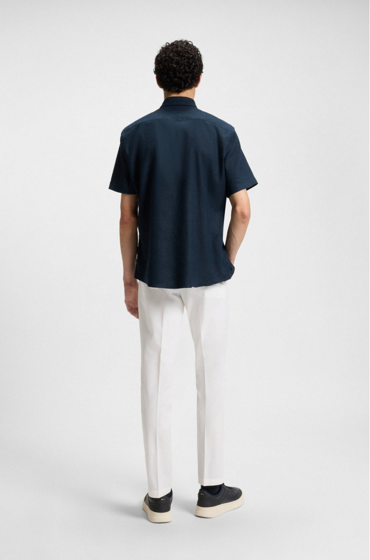 Сорочка повседневная с коротким рукавом Slim fit для мужчин (479365), цвет Синий - №4