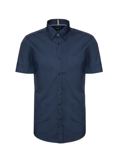 Сорочка деловая с коротким рукавом Slim Fit: приталенный силуэт, но не слишком узкий.