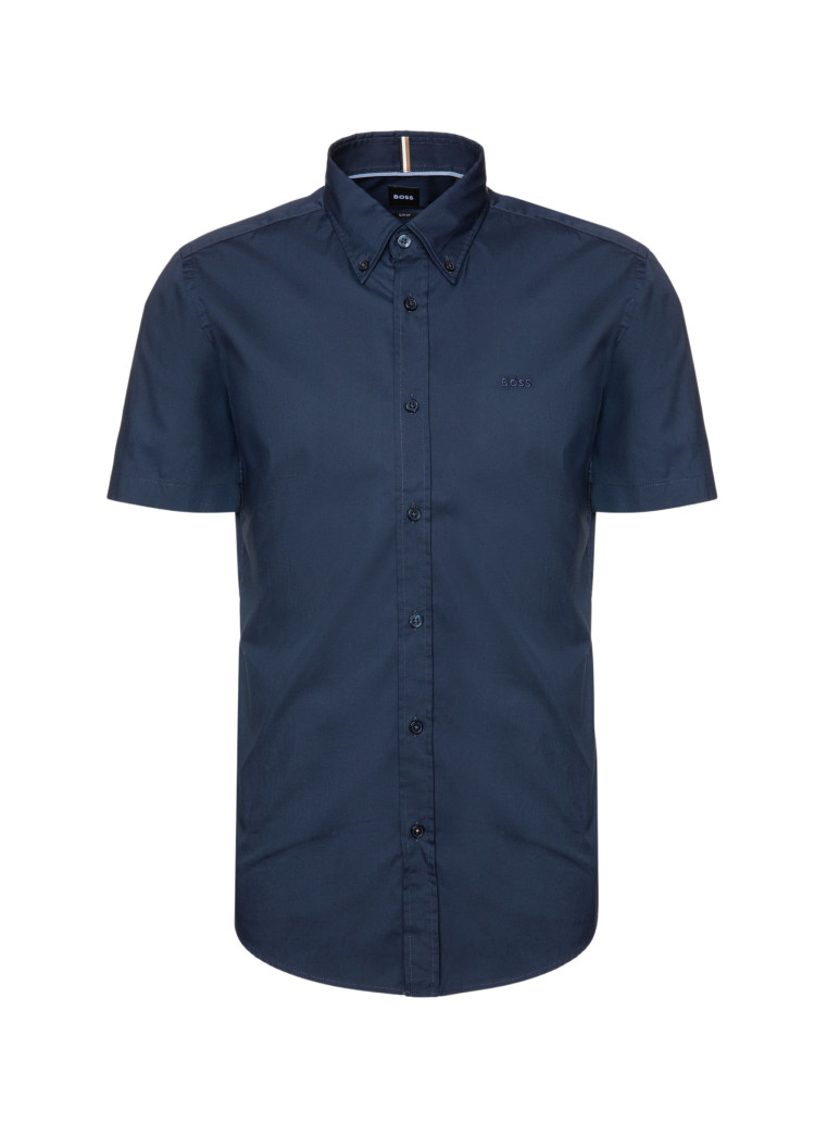 сорочка ділова з коротким рукавом Slim fit для чоловіків (479369), колір Синій - №1