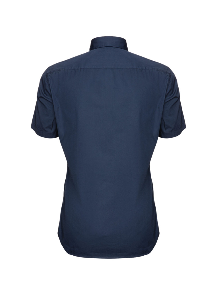 Сорочка деловая с коротким рукавом Slim Fit для мужчин (479369), цвет Синий - №2