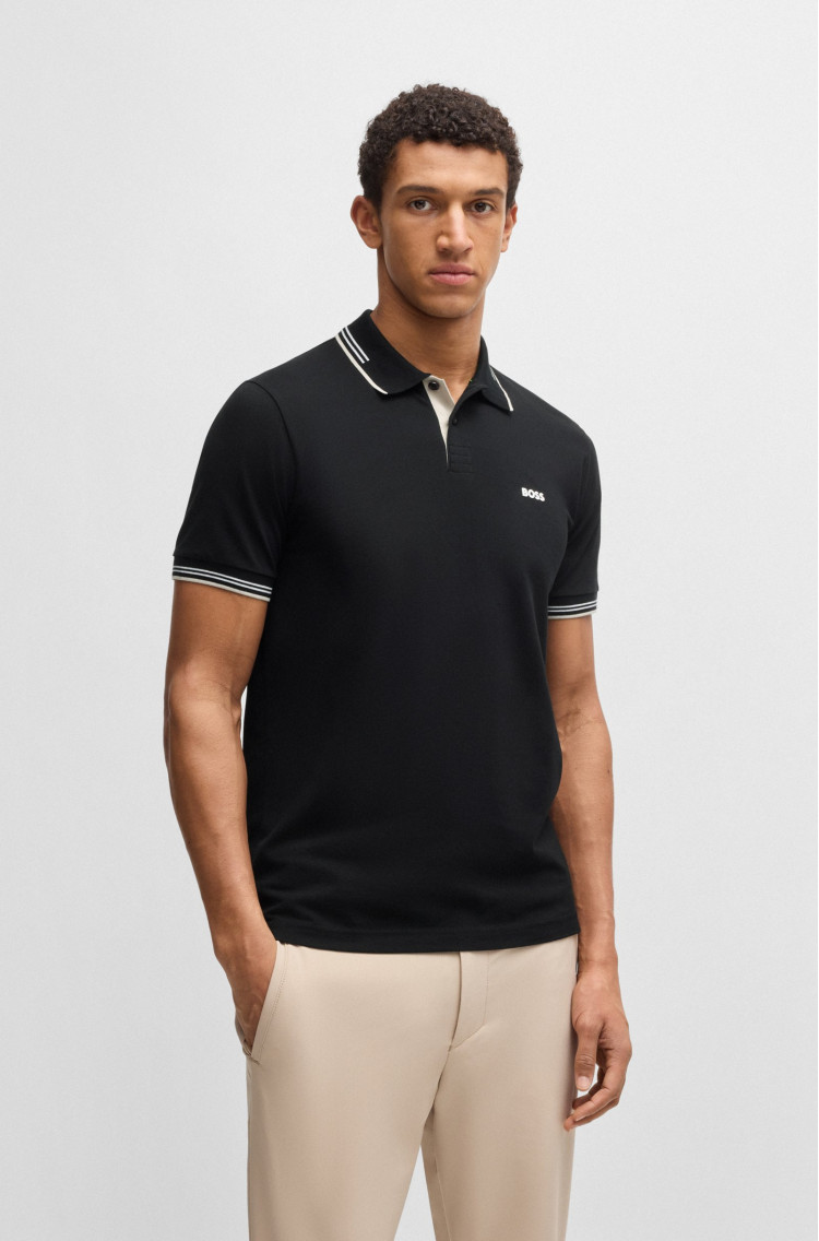 Поло Slim fit для чоловіків (479483), колір Чорний - №2