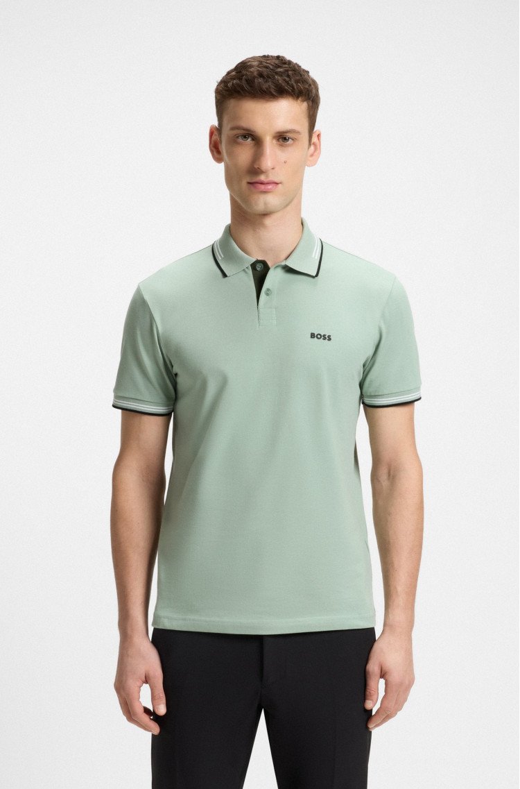 Поло Slim fit для мужчин (479486), цвет Зеленый - №2