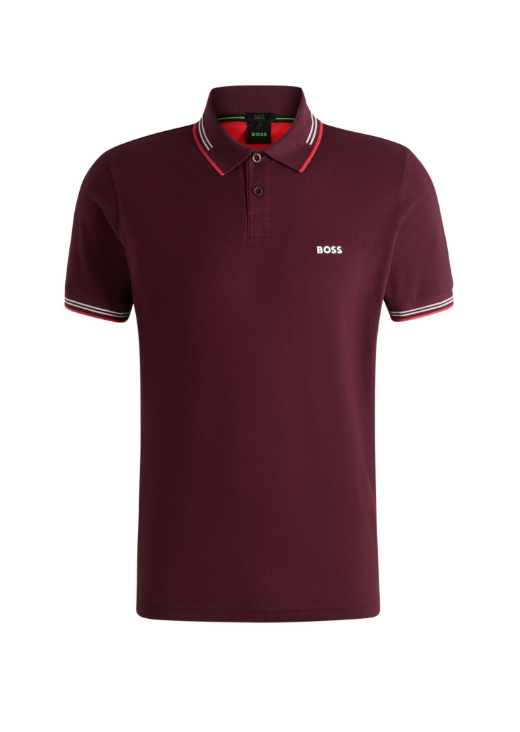 Поло Slim fit для чоловіків (479487), колір Бордовий - №1