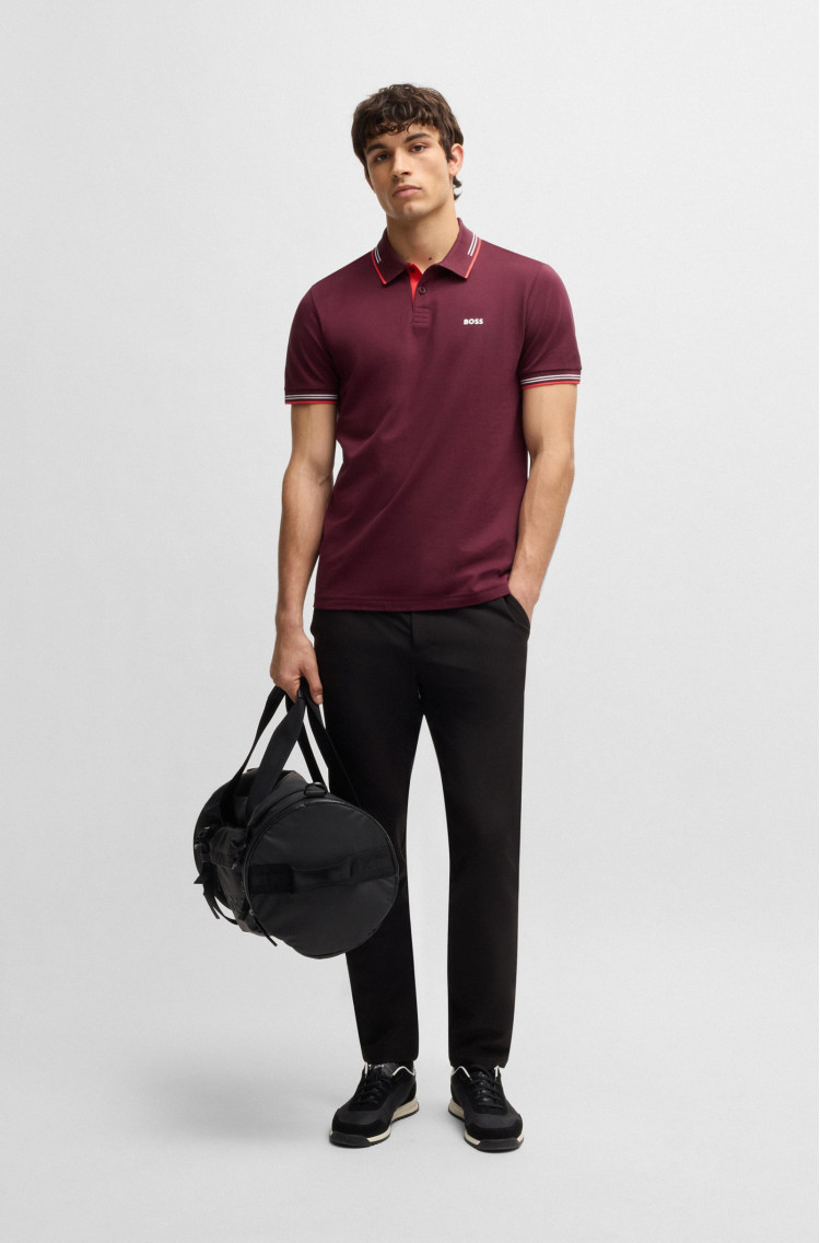Поло Slim fit для чоловіків (479487), колір Бордовий - №3