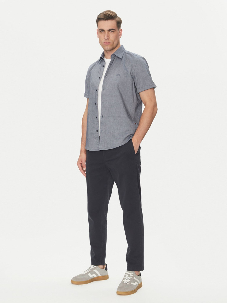 Сорочка деловая с коротким рукавом Regular fit для мужчин (479575), цвет Синий - №3