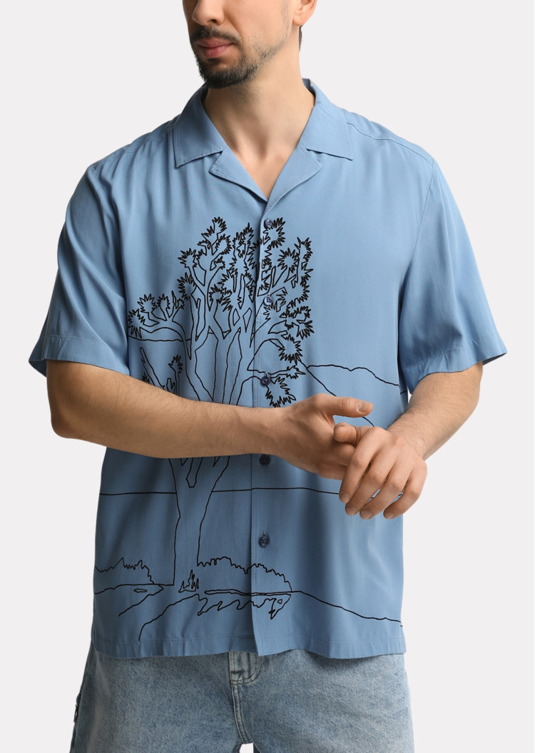 Сорочка повсякденна з коротким рукавом Regular Fit для чоловіків (479583), колір Синій - №2