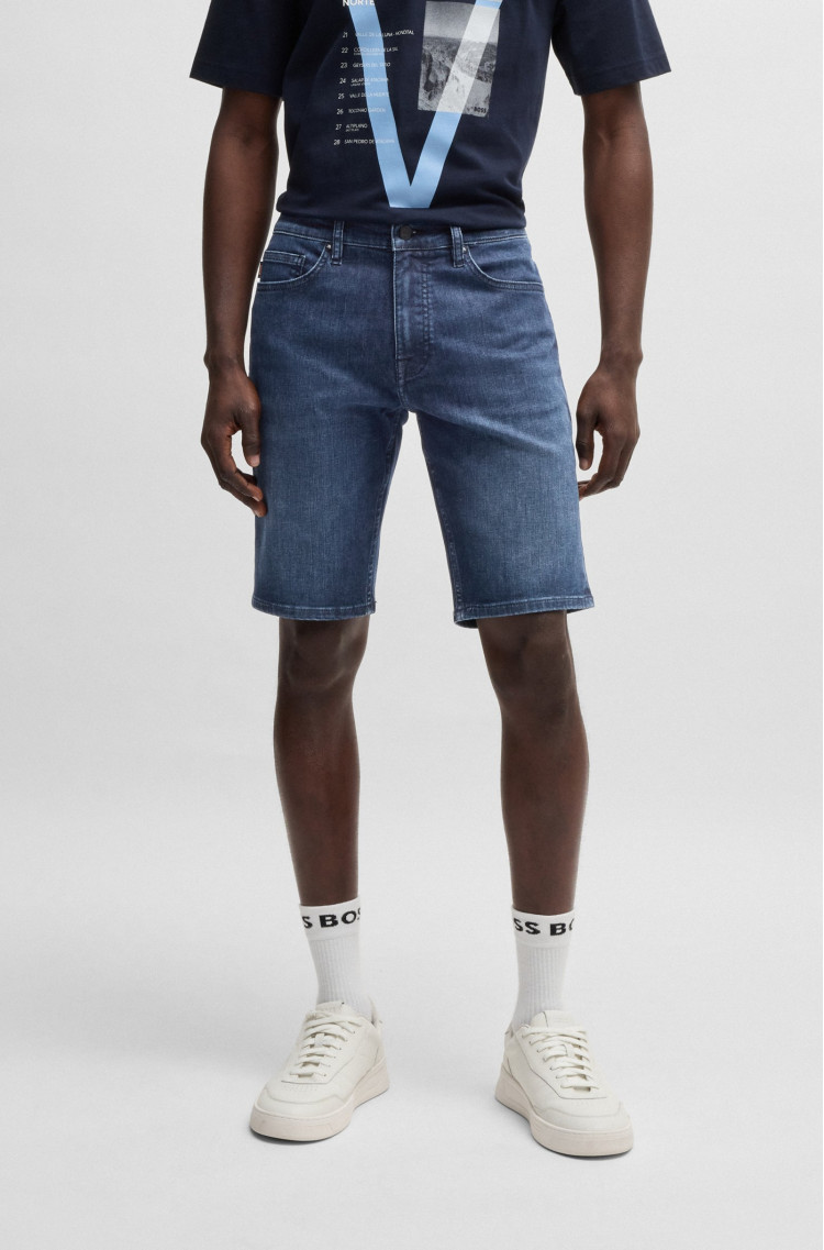 Шорти джинсові Slim fit для чоловіків (479585), колір Синій - №2