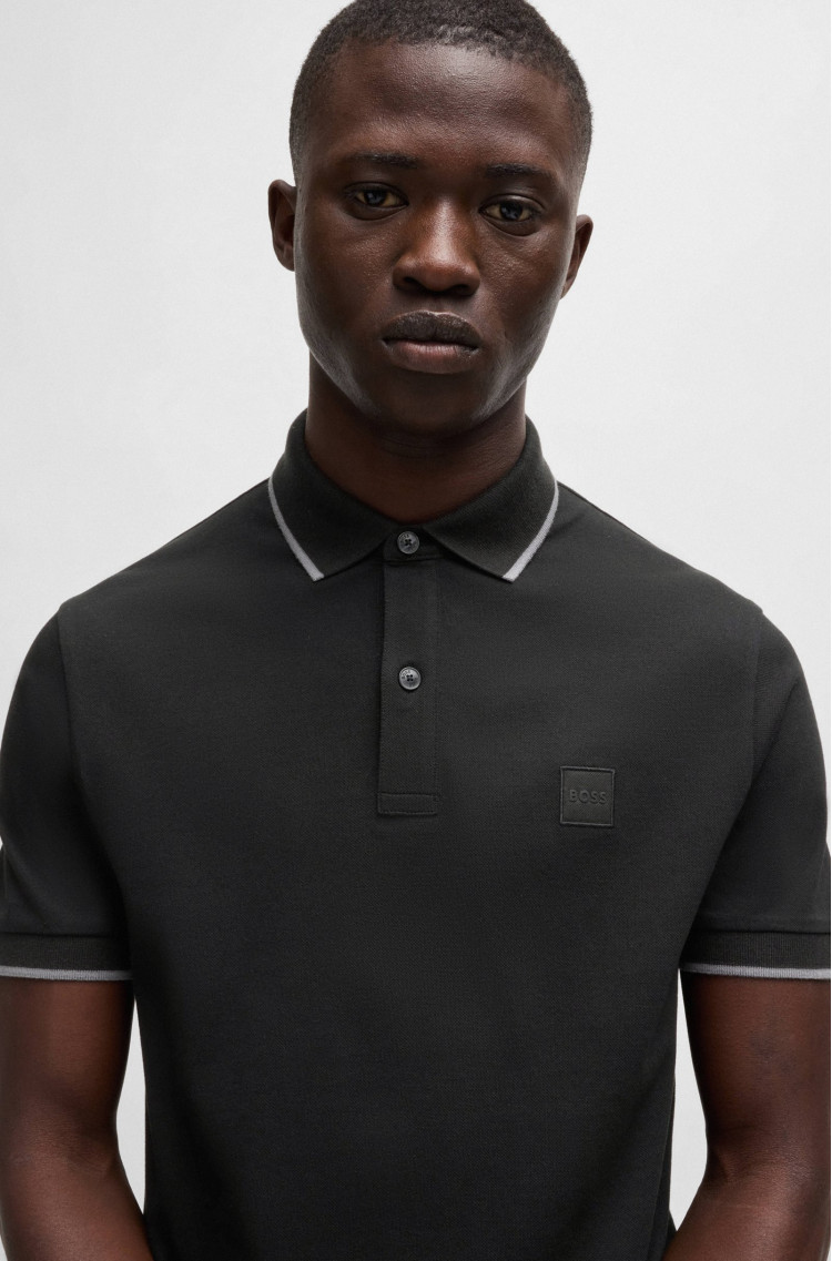 Поло Slim fit для чоловіків (479598), колір Чорний - №5