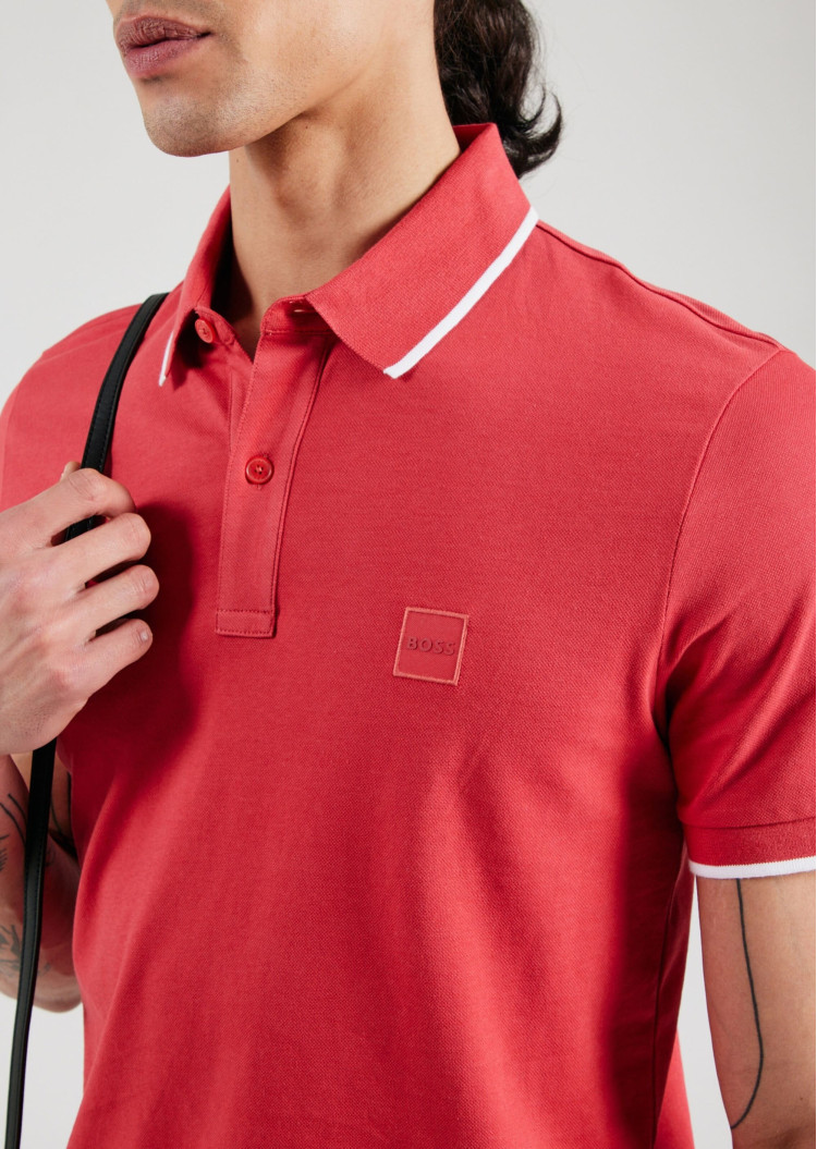 Поло Slim fit для чоловіків (479600), колір Червоний - №4