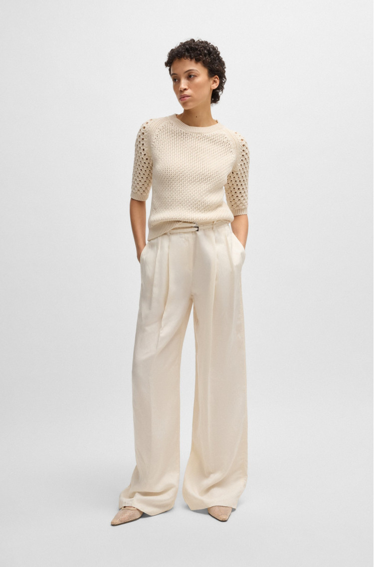 Брюки повседневные Relaxed fit Высокая для женщин (479657), цвет Белый - №3