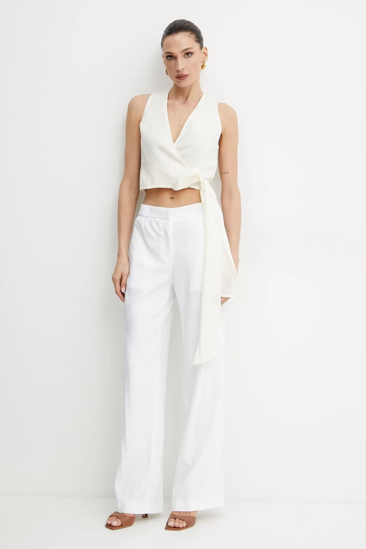 Брюки повседневные Relaxed Fit Высокая для женщин (479664), цвет Белый - №3