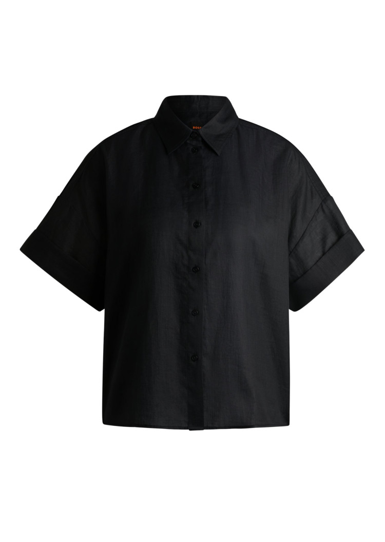 Блуза з коротким рукавом Relaxed fit для жінок (479791), колір Чорний - №1