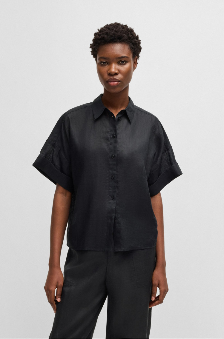 Блуза з коротким рукавом Relaxed fit для жінок (479791), колір Чорний - №2