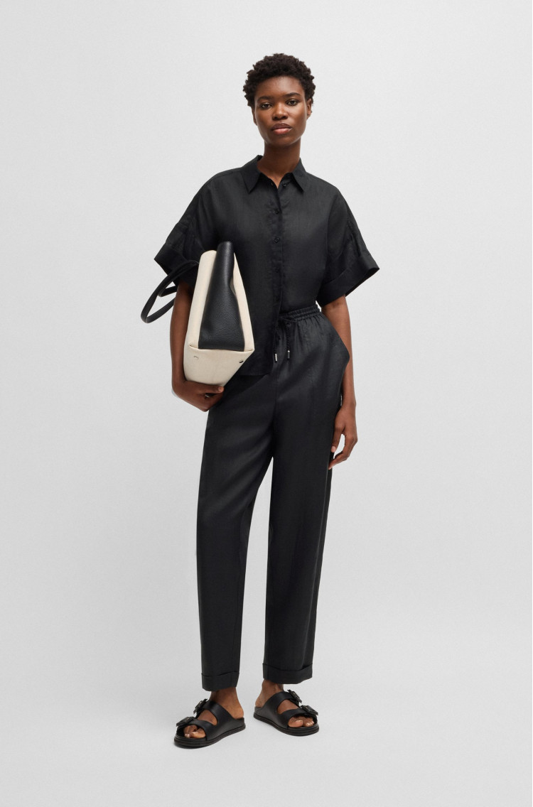 Блуза з коротким рукавом Relaxed fit для жінок (479791), колір Чорний - №3