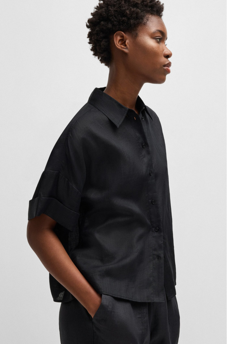 Блуза з коротким рукавом Relaxed fit для жінок (479791), колір Чорний - №5