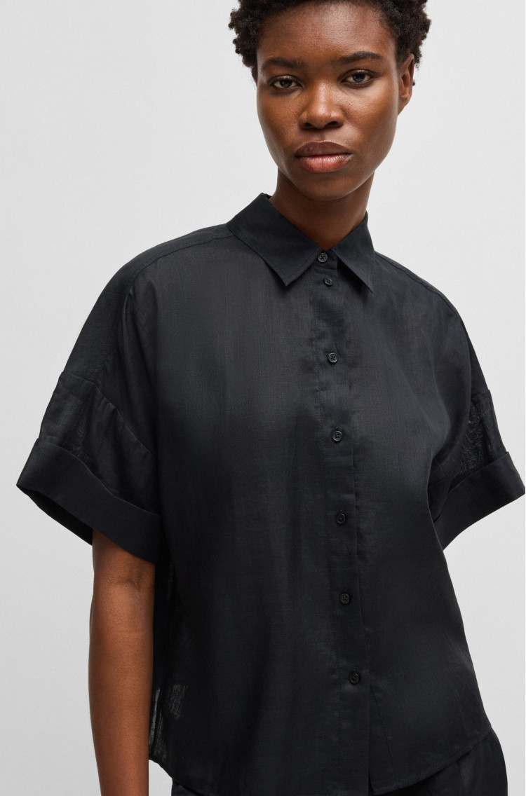 Блуза з коротким рукавом Relaxed fit для жінок (479791), колір Чорний - №6