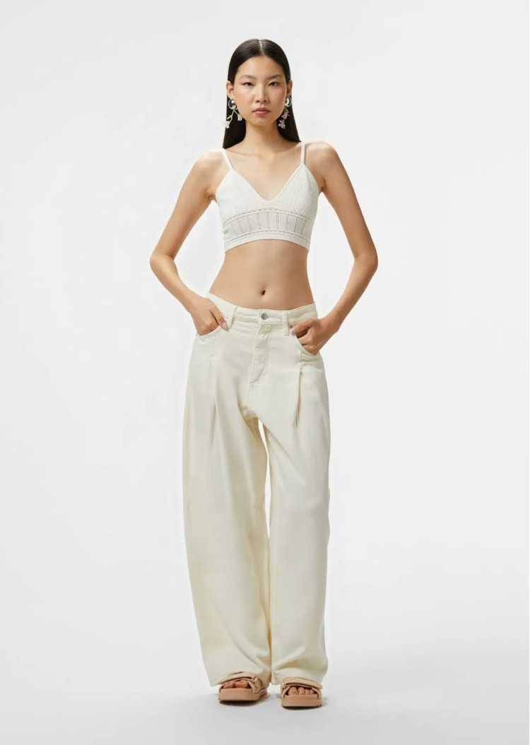 Брюки повсякденні Relaxed fit Висока для жінок (479797), колір Молочний - №2