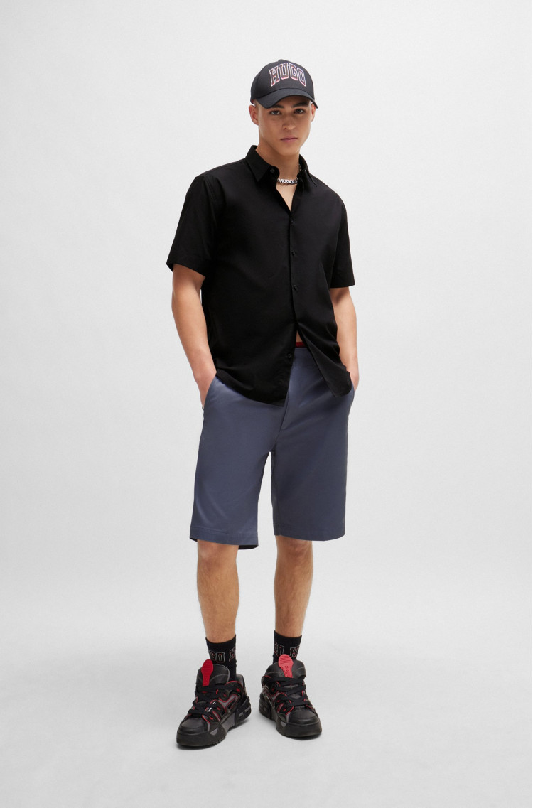 сорочка ділова з коротким рукавом Relaxed fit для чоловіків (479856), колір Чорний - №3