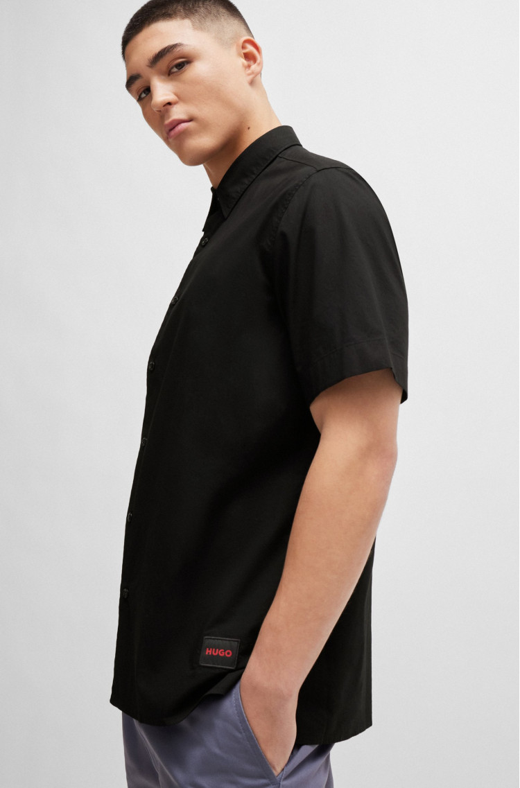 сорочка ділова з коротким рукавом Relaxed fit для чоловіків (479856), колір Чорний - №5
