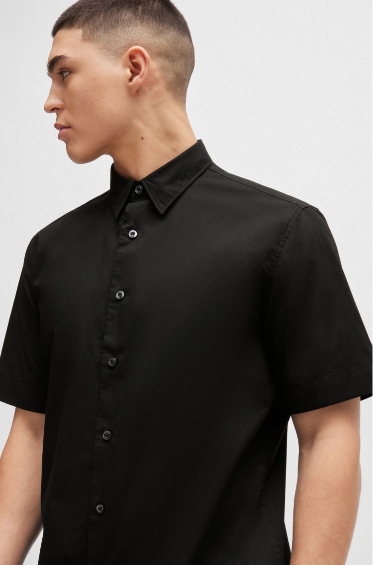 сорочка ділова з коротким рукавом Relaxed fit для чоловіків (479856), колір Чорний - №6