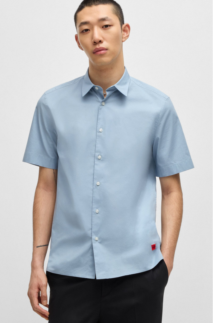сорочка ділова з коротким рукавом Relaxed fit для чоловіків (479858), колір Синій - №2